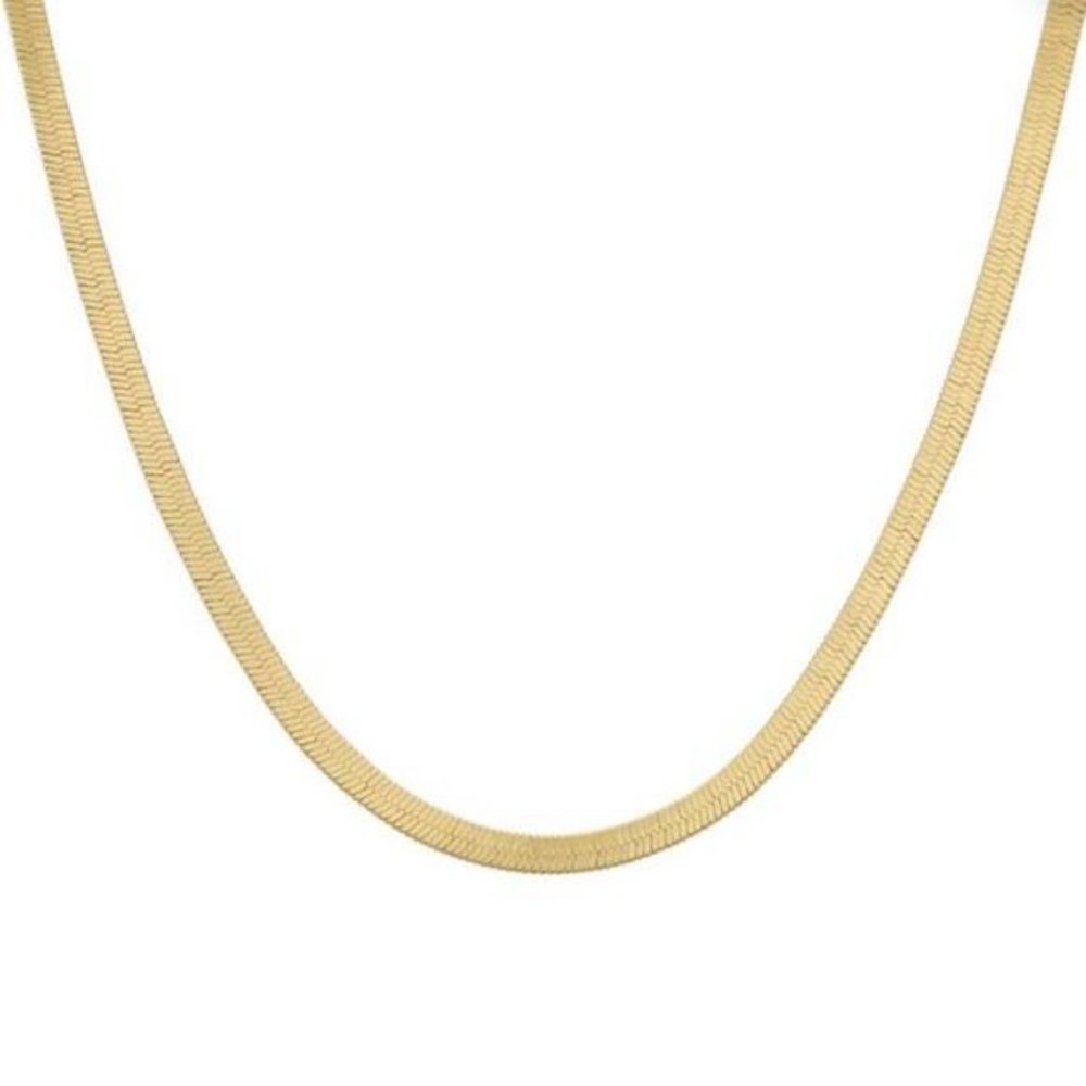 NEW 18K GOLD HERRINGBONE CHAIN NECKLACE - Picture 6 of 7